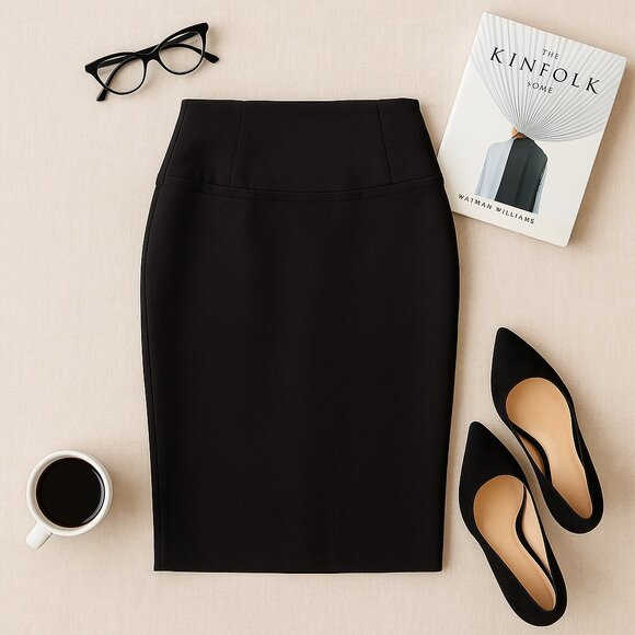 Charlotte Russe Pencil Skirt | Vintage Black Made in USA - Size Large - Picture 2 of 8